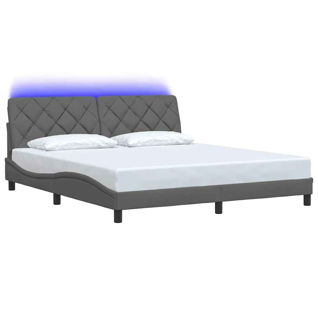 Bedframe met LED zonder matras 180x200 cm stof donkergrijs is nu te koop bij PeponiXL, paradijselijk wonen!