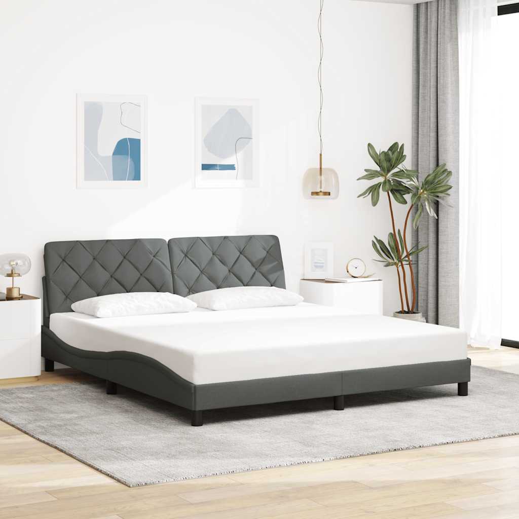 Bedframe met LED zonder matras 180x200 cm stof donkergrijs is nu te koop bij PeponiXL, paradijselijk wonen!