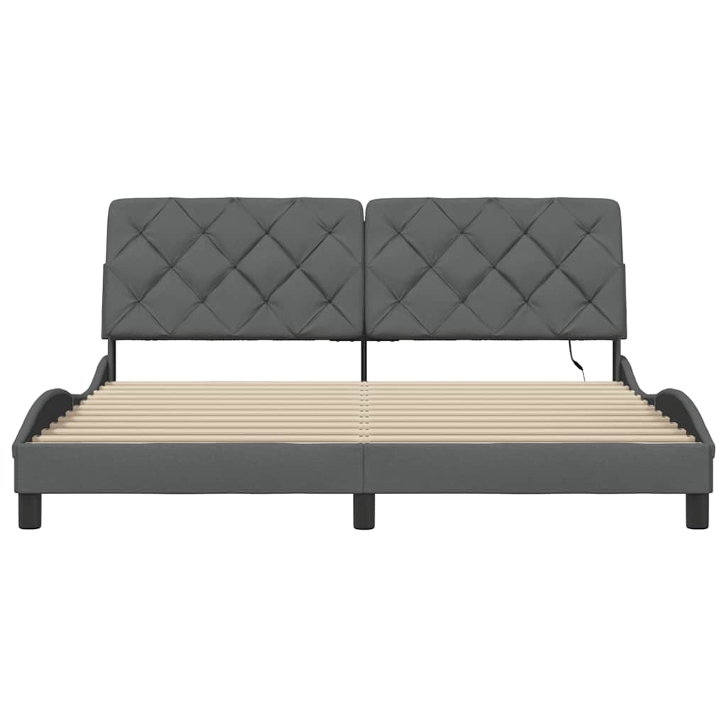 Bedframe met LED zonder matras 180x200 cm stof donkergrijs is nu te koop bij PeponiXL, paradijselijk wonen!