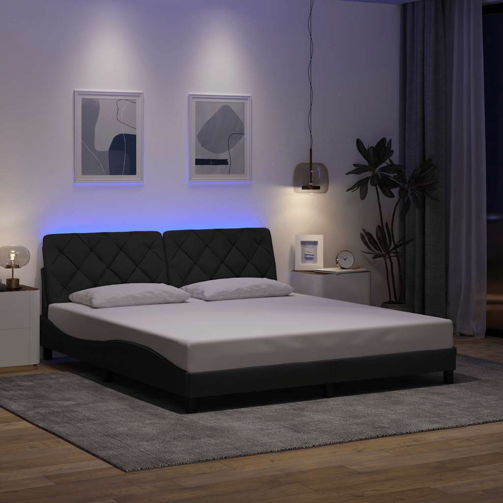 Bedframe met LED zonder matras 180x200 cm stof donkergrijs is nu te koop bij PeponiXL, paradijselijk wonen!