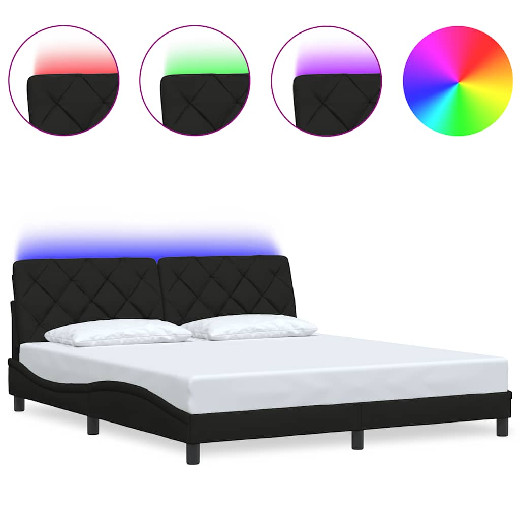Bedframe met LED zonder matras 180x200 cm stof zwart is nu te koop bij PeponiXL, paradijselijk wonen!