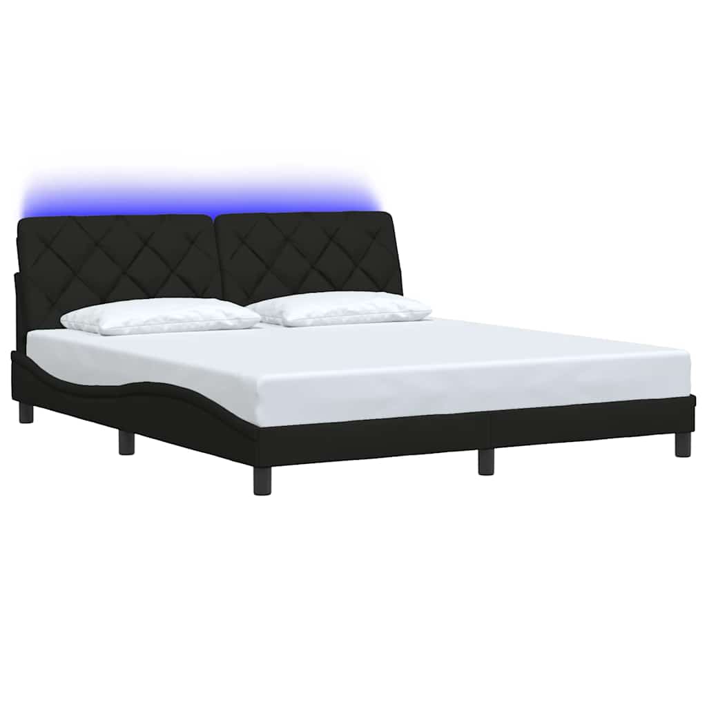 Bedframe met LED zonder matras 180x200 cm stof zwart is nu te koop bij PeponiXL, paradijselijk wonen!
