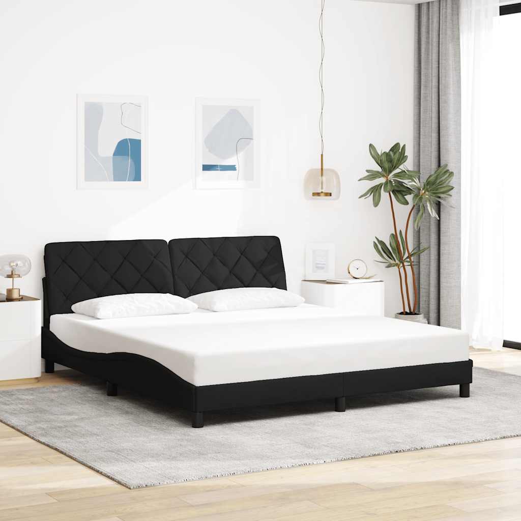 Bedframe met LED zonder matras 180x200 cm stof zwart is nu te koop bij PeponiXL, paradijselijk wonen!