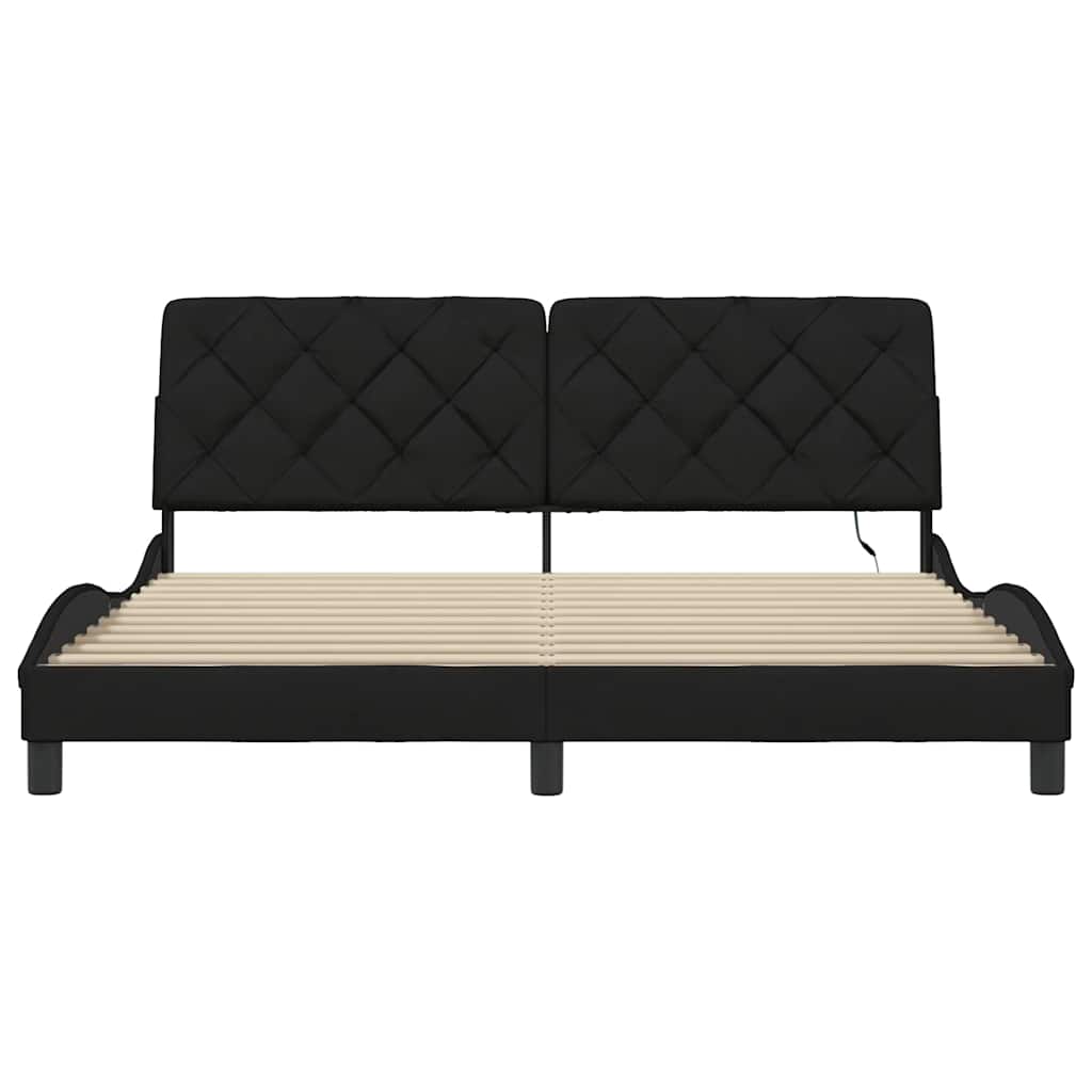 Bedframe met LED zonder matras 180x200 cm stof zwart is nu te koop bij PeponiXL, paradijselijk wonen!