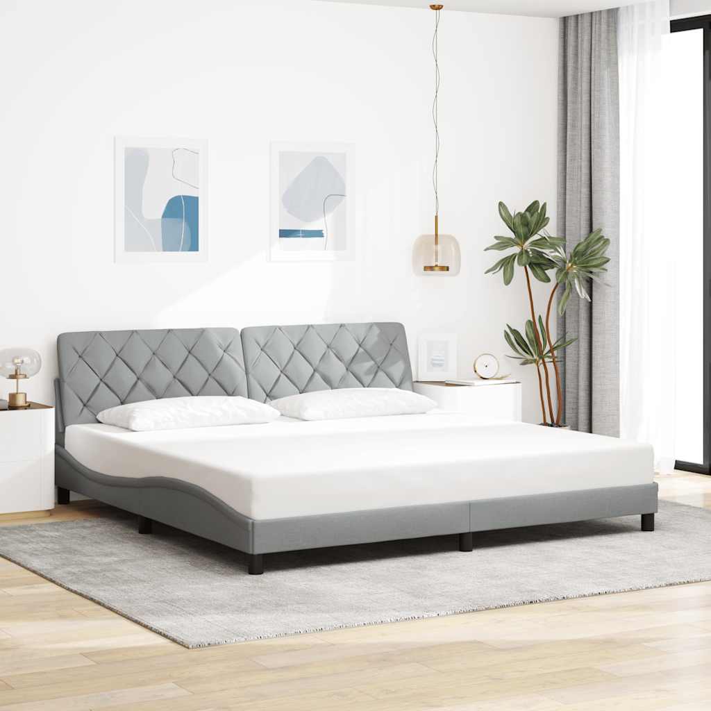 Bedframe met LED zonder matras stof 200x200 cm lichtgrijs is nu te koop bij PeponiXL, paradijselijk wonen!