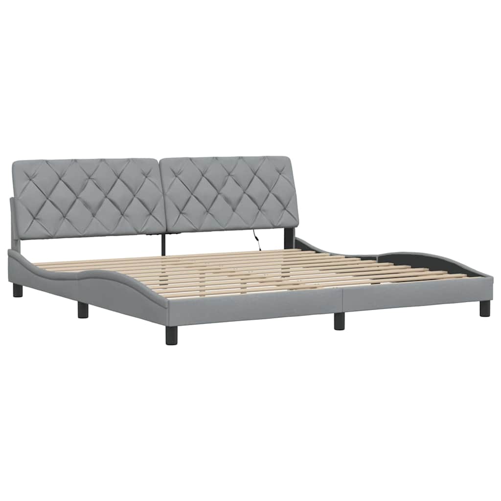 Bedframe met LED zonder matras stof 200x200 cm lichtgrijs is nu te koop bij PeponiXL, paradijselijk wonen!