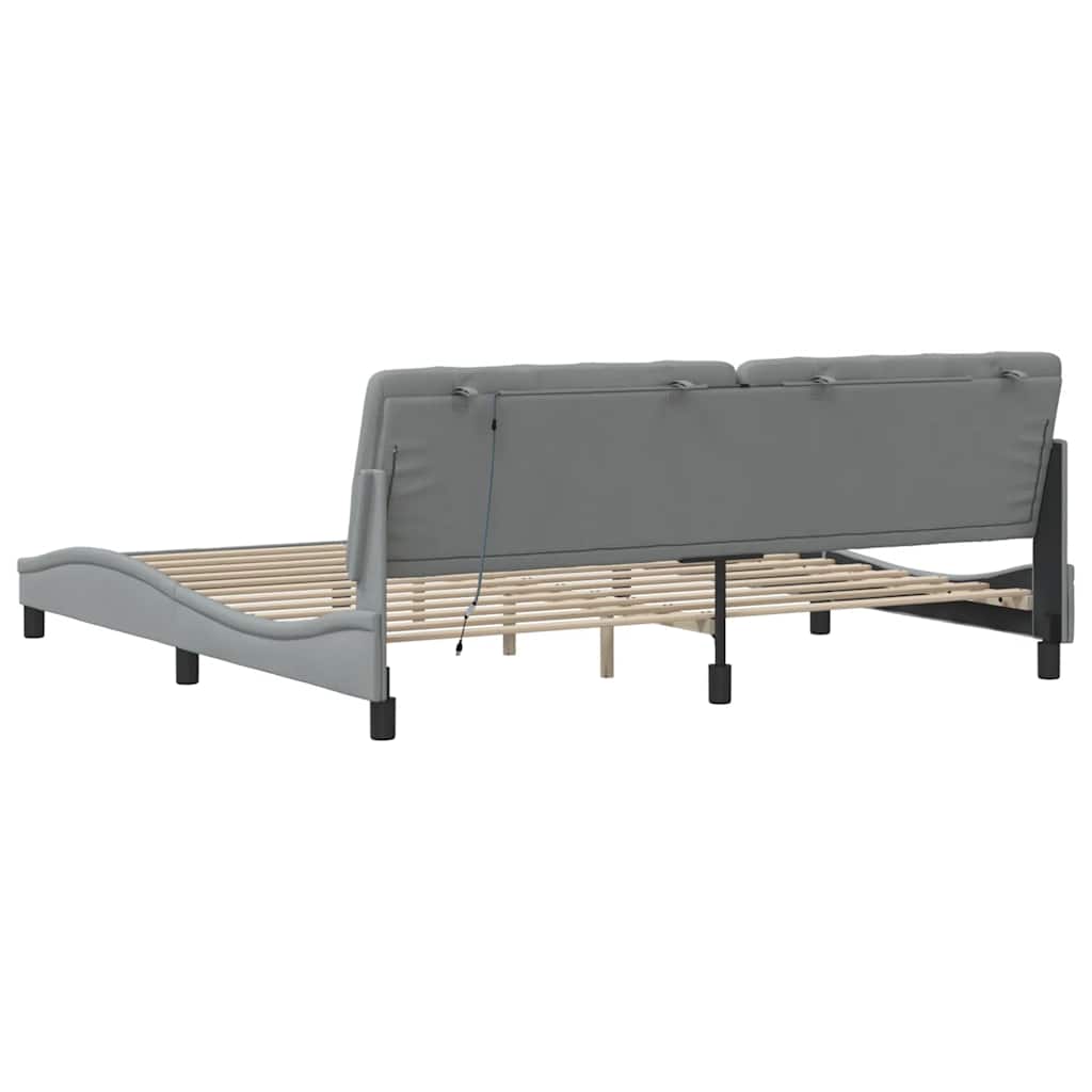 Bedframe met LED zonder matras stof 200x200 cm lichtgrijs is nu te koop bij PeponiXL, paradijselijk wonen!
