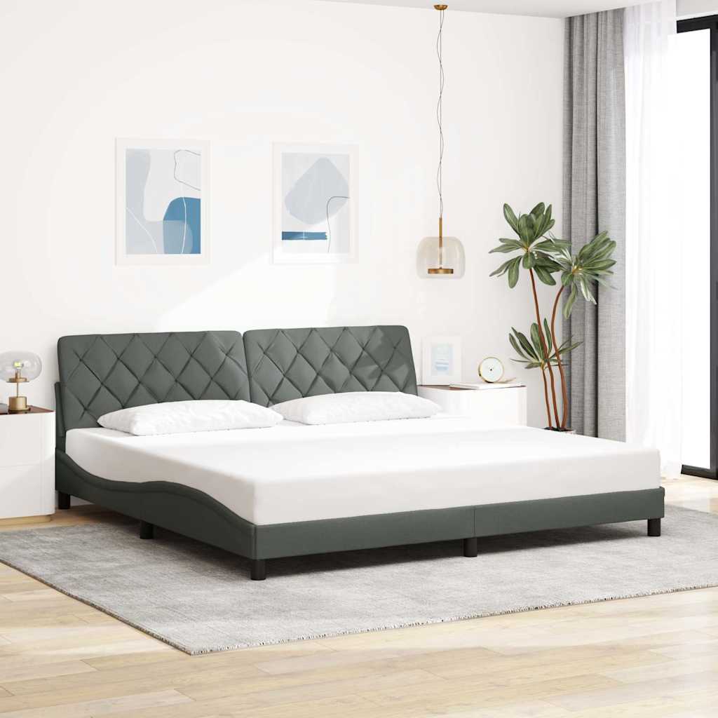 Bedframe met LED zonder matras 200x200 cm stof donkergrijs is nu te koop bij PeponiXL, paradijselijk wonen!