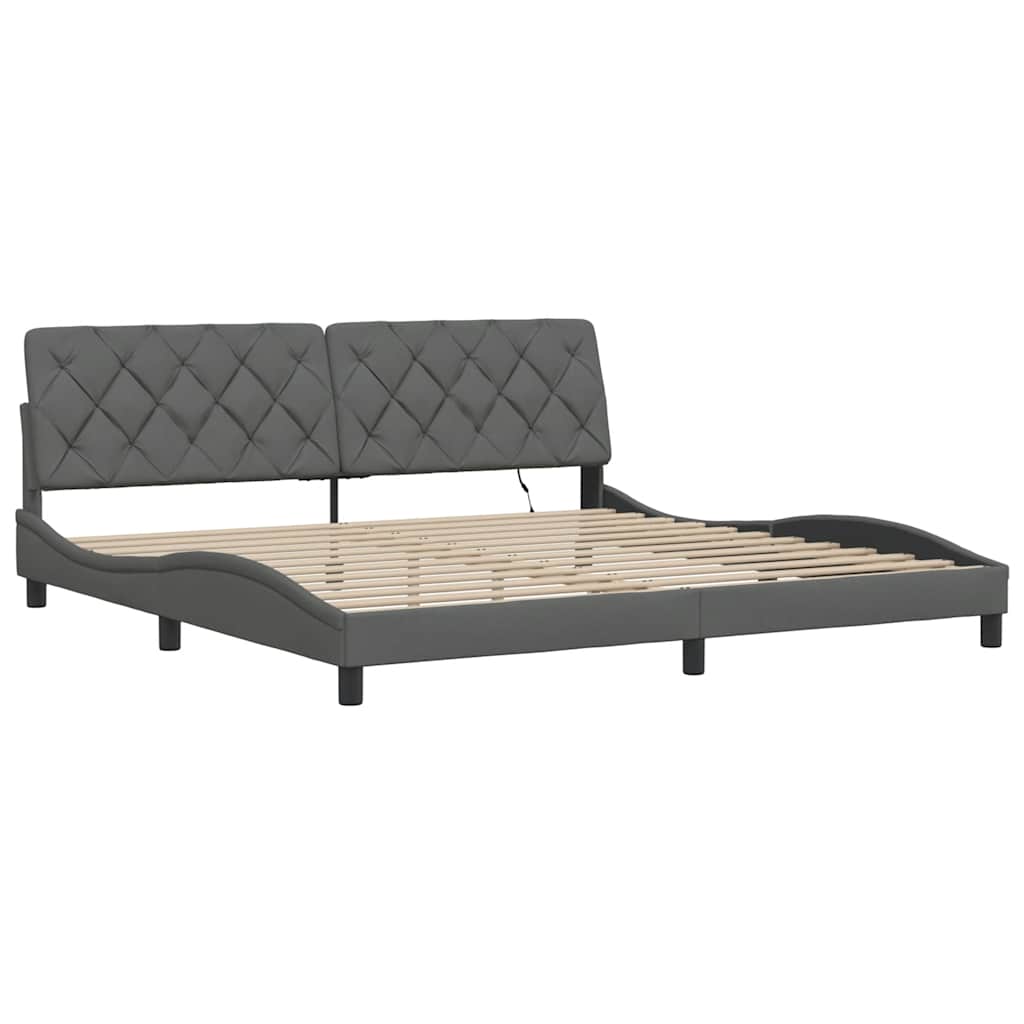 Bedframe met LED zonder matras 200x200 cm stof donkergrijs is nu te koop bij PeponiXL, paradijselijk wonen!