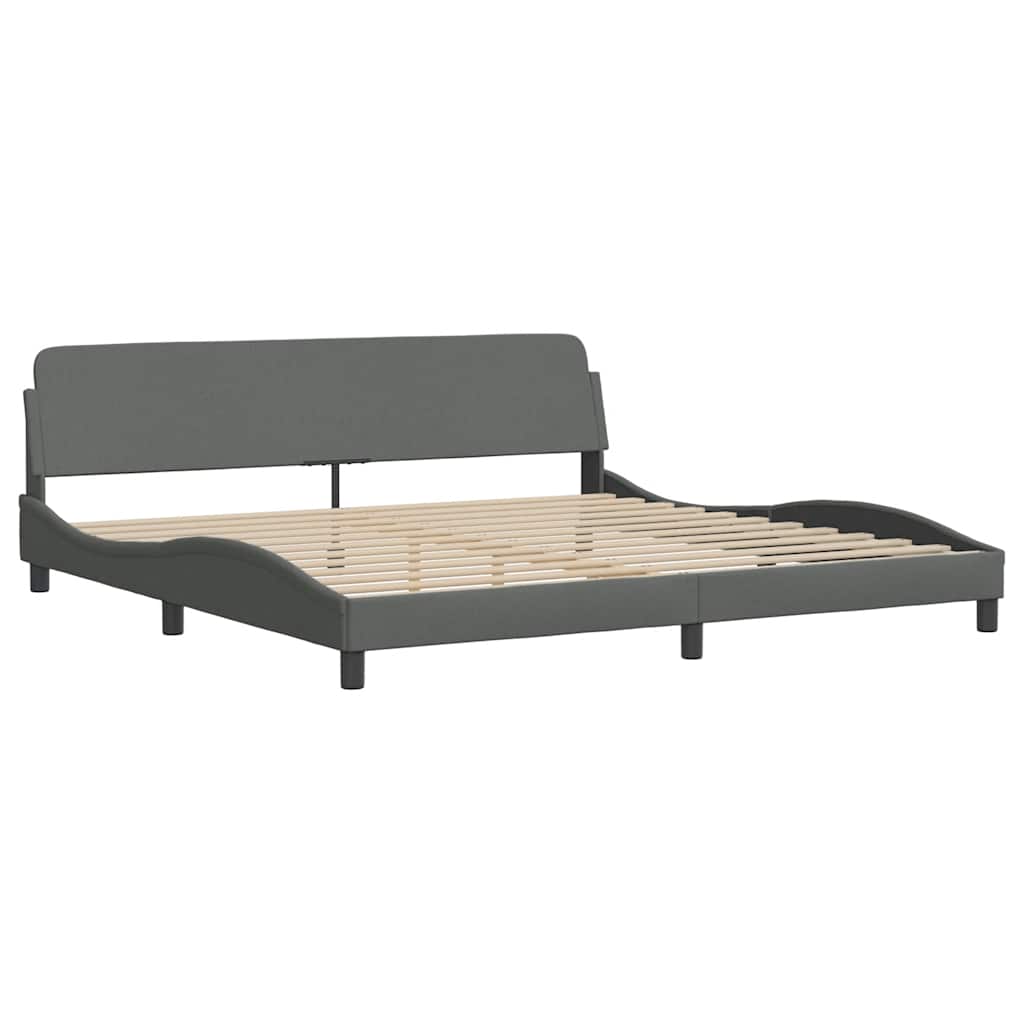 Bedframe met LED zonder matras 200x200 cm stof donkergrijs is nu te koop bij PeponiXL, paradijselijk wonen!