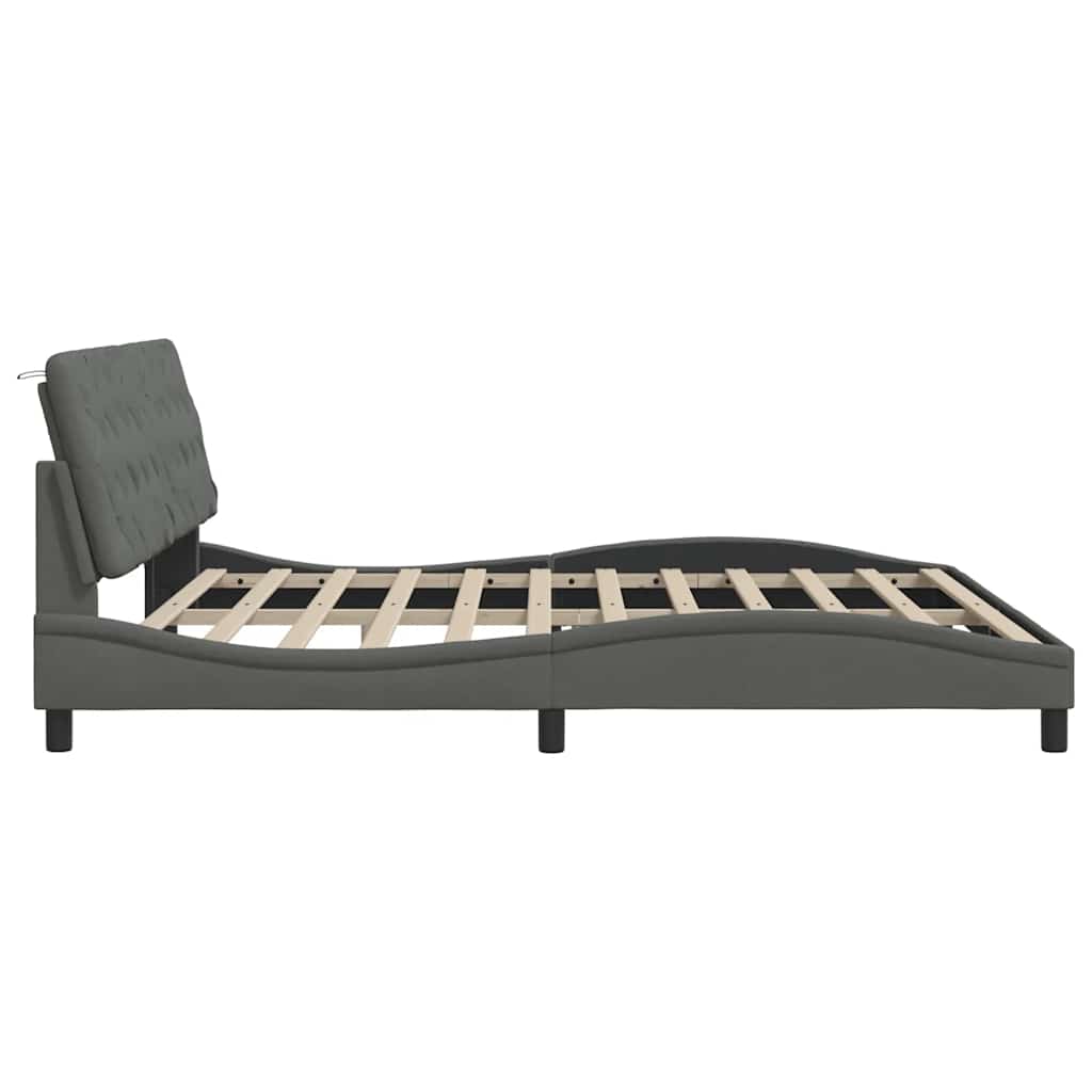 Bedframe met LED zonder matras 200x200 cm stof donkergrijs is nu te koop bij PeponiXL, paradijselijk wonen!