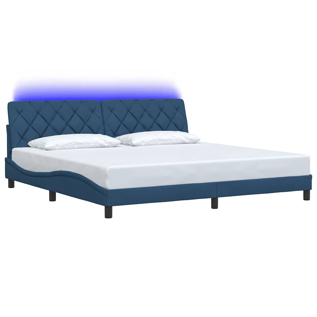 Bedframe met LED zonder matras 200x200 cm stof blauw is nu te koop bij PeponiXL, paradijselijk wonen!