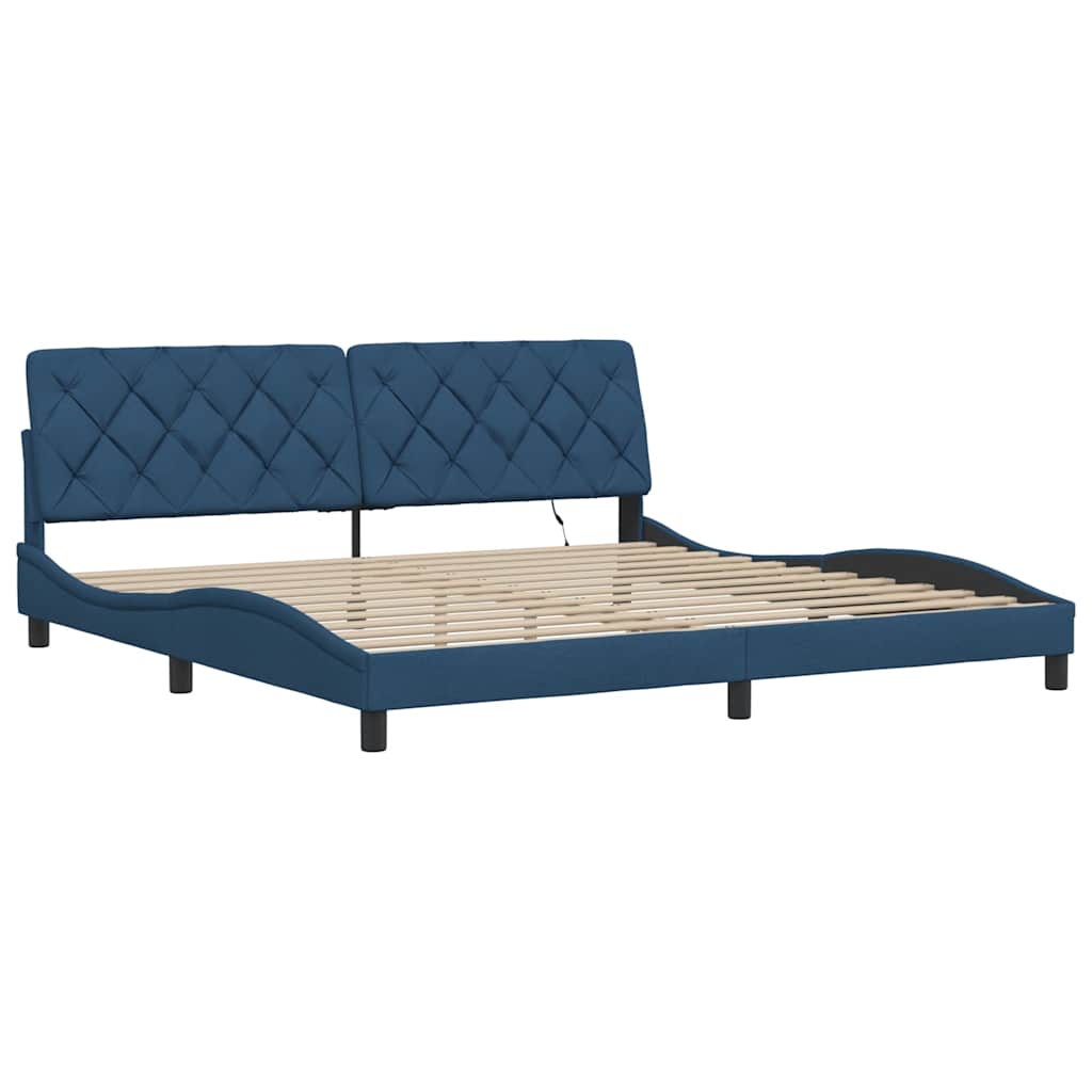 Bedframe met LED zonder matras 200x200 cm stof blauw is nu te koop bij PeponiXL, paradijselijk wonen!