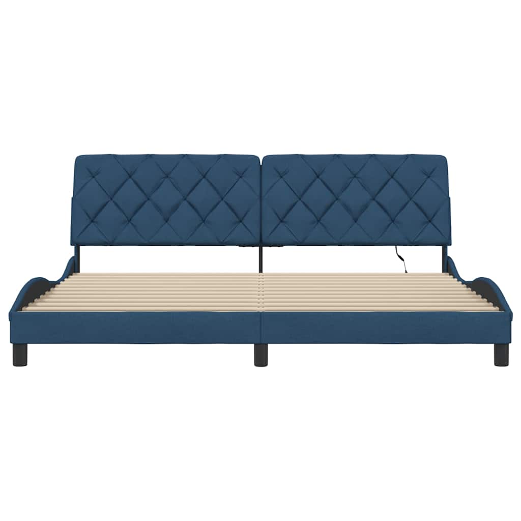 Bedframe met LED zonder matras 200x200 cm stof blauw is nu te koop bij PeponiXL, paradijselijk wonen!