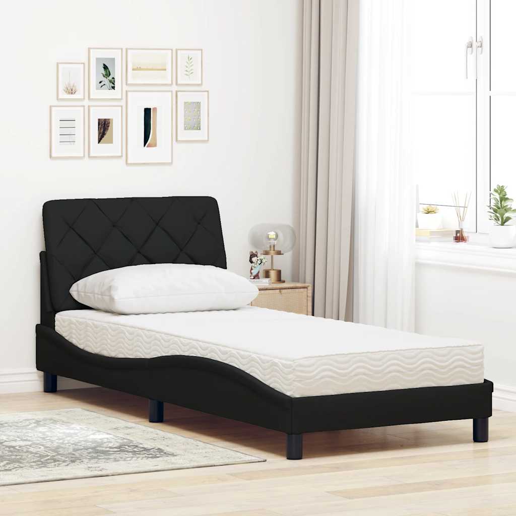 Bed met matras stof zwart 80x200 cm is nu te koop bij PeponiXL, paradijselijk wonen!