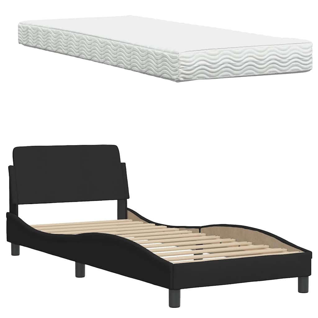 Bed met matras stof zwart 80x200 cm is nu te koop bij PeponiXL, paradijselijk wonen!