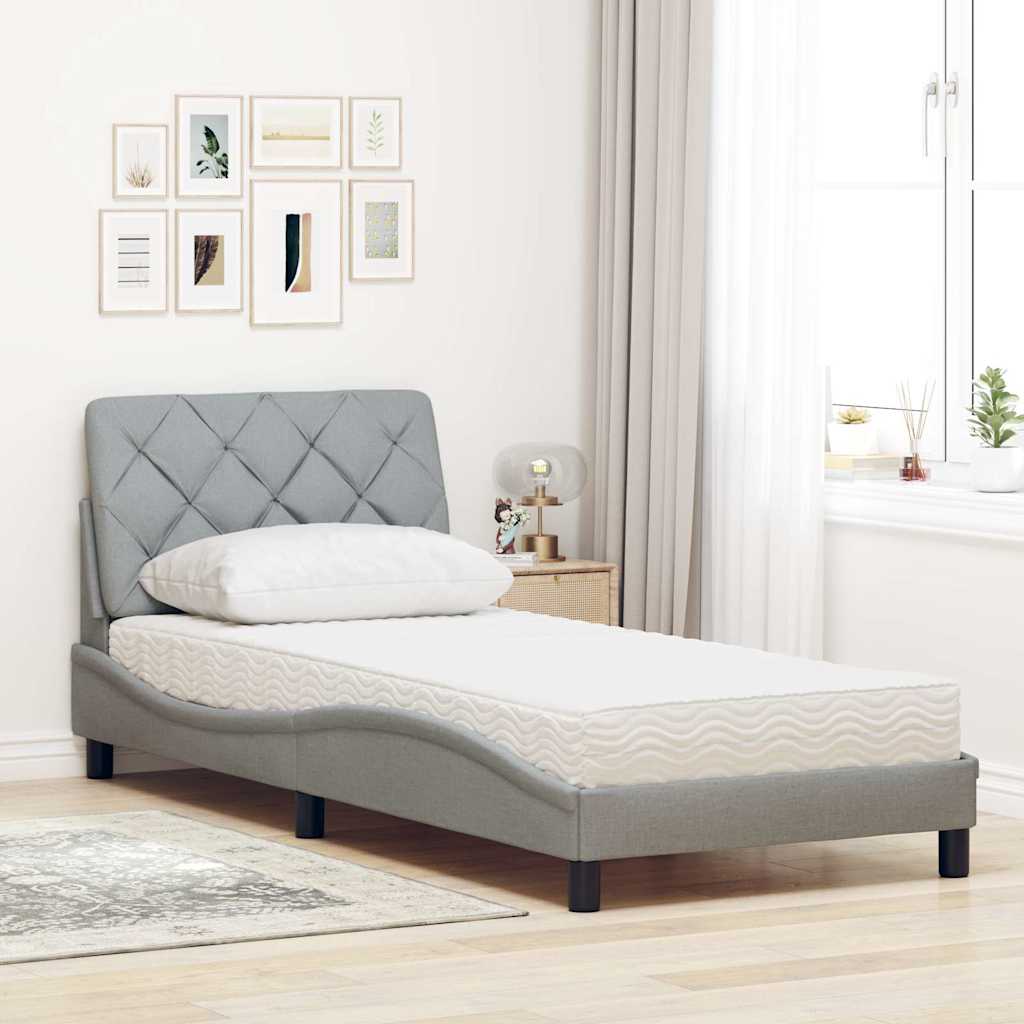 Bed met matras stof lichtgrijs 90x190 cm is nu te koop bij PeponiXL, paradijselijk wonen!