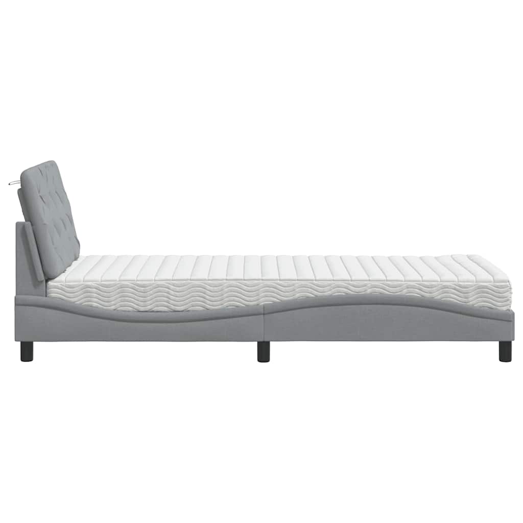 Bed met matras stof lichtgrijs 90x190 cm is nu te koop bij PeponiXL, paradijselijk wonen!