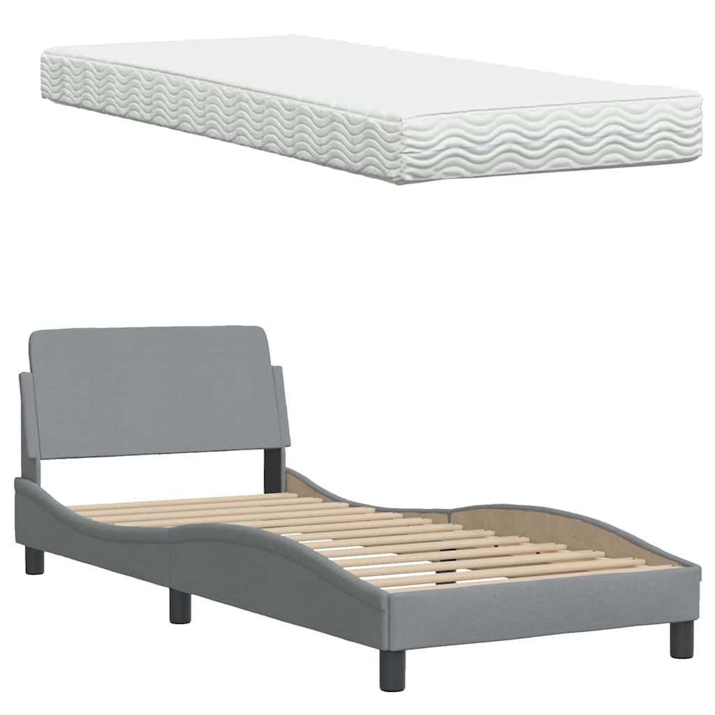 Bed met matras stof lichtgrijs 90x190 cm is nu te koop bij PeponiXL, paradijselijk wonen!