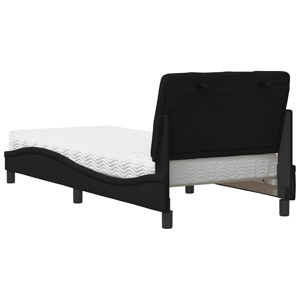 Bed met matras stof zwart 90x190 cm is nu te koop bij PeponiXL, paradijselijk wonen!