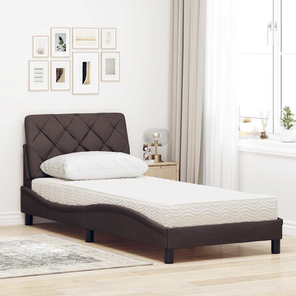 Bed met matras stof donkerbruin 90x190 cm is nu te koop bij PeponiXL, paradijselijk wonen!