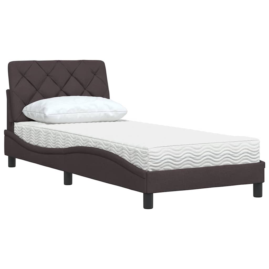 Bed met matras stof donkerbruin 90x190 cm is nu te koop bij PeponiXL, paradijselijk wonen!