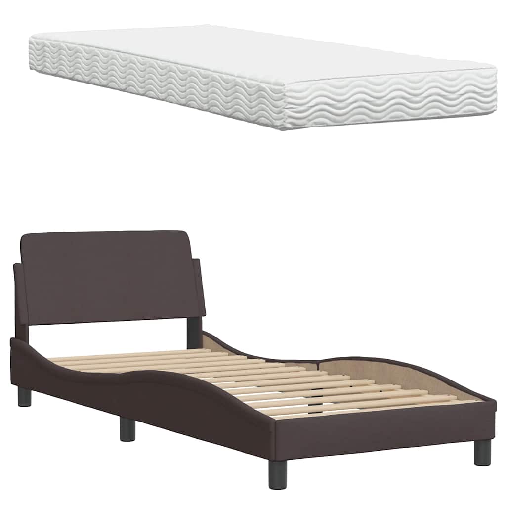 Bed met matras stof donkerbruin 90x190 cm is nu te koop bij PeponiXL, paradijselijk wonen!