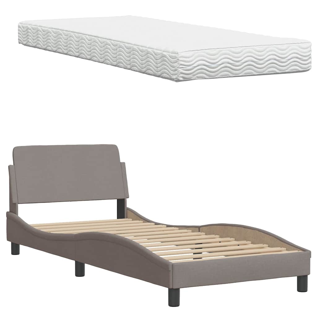 Bed met matras stof taupe 90x190 cm is nu te koop bij PeponiXL, paradijselijk wonen!