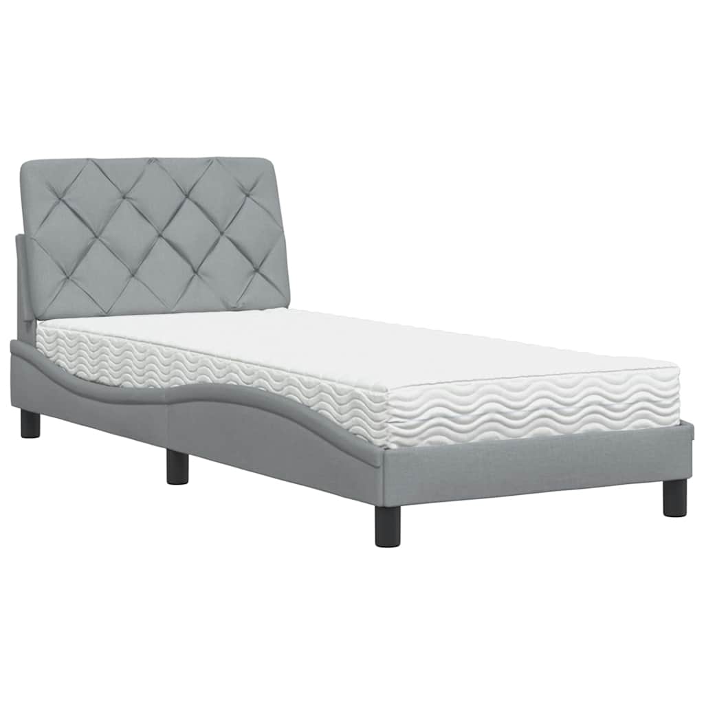 Bed met matras stof lichtgrijs 90x200 cm is nu te koop bij PeponiXL, paradijselijk wonen!