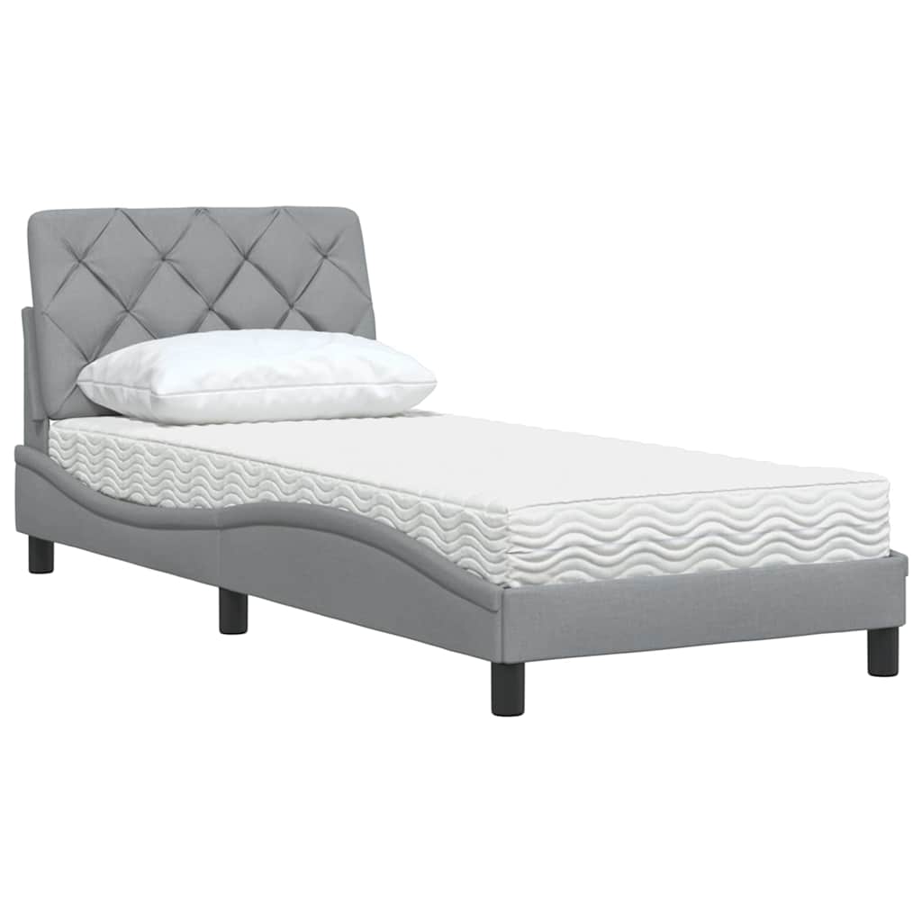 Bed met matras stof lichtgrijs 90x200 cm is nu te koop bij PeponiXL, paradijselijk wonen!