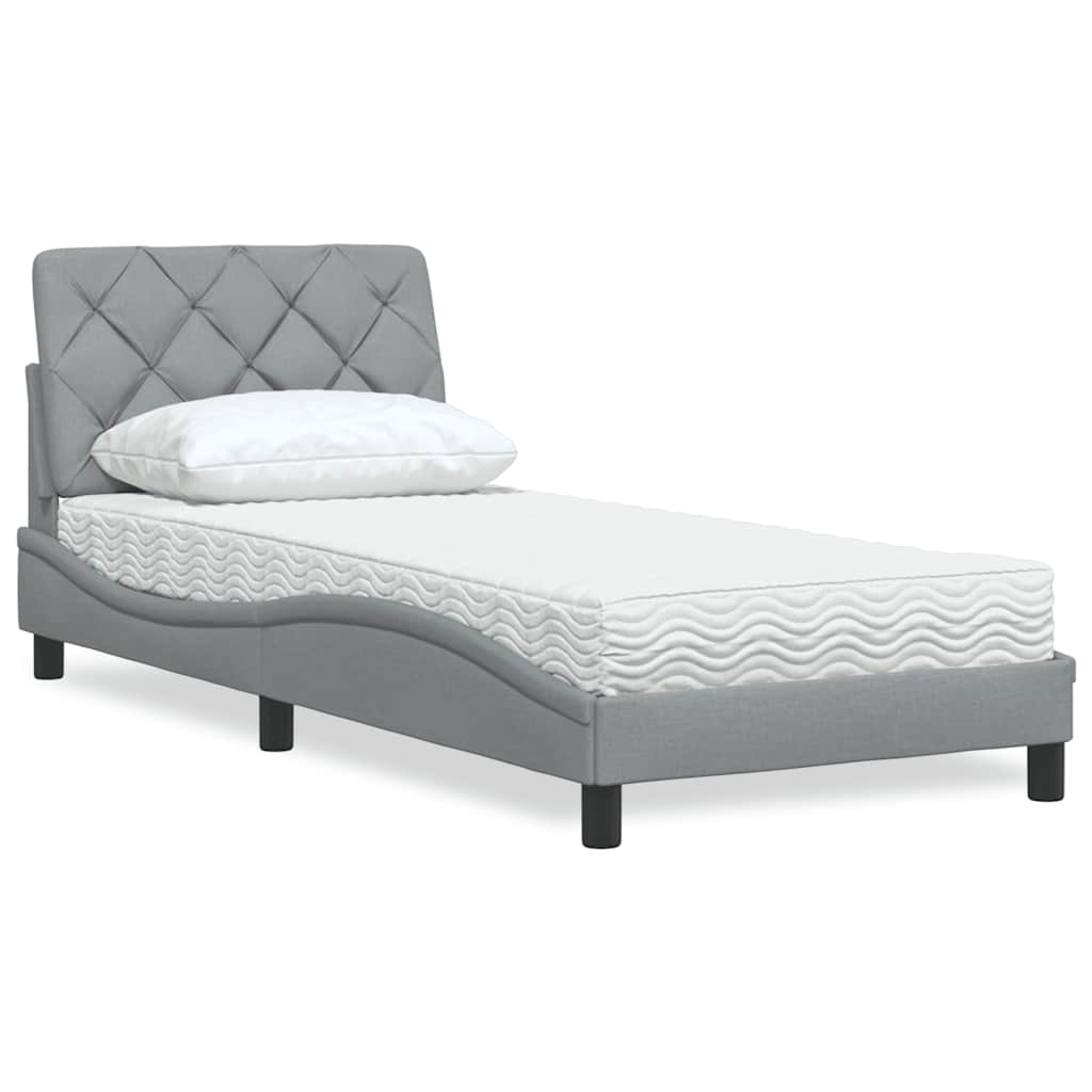 Bed met matras stof lichtgrijs 90x200 cm is nu te koop bij PeponiXL, paradijselijk wonen!