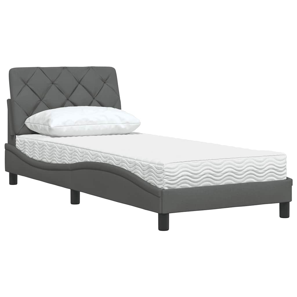 Bed met matras stof donkergrijs 90x200 cm is nu te koop bij PeponiXL, paradijselijk wonen!
