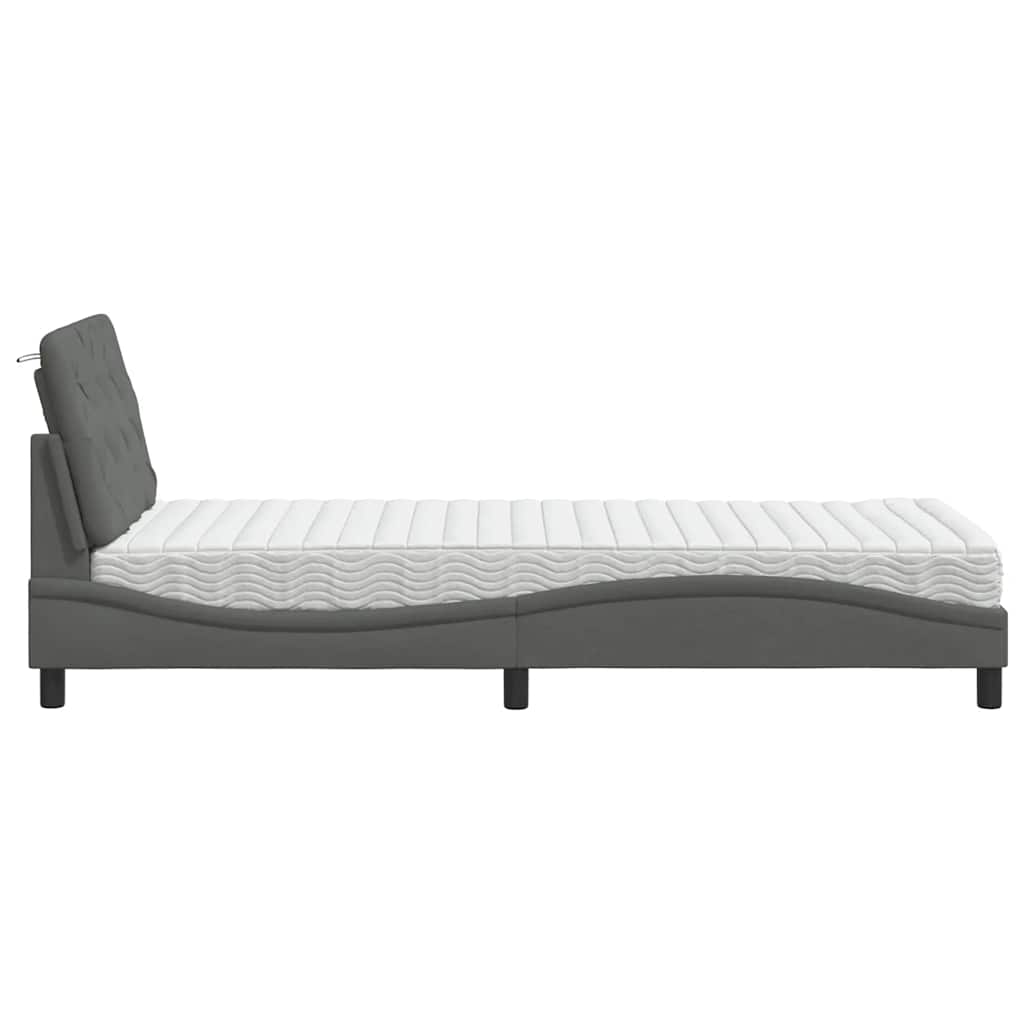 Bed met matras stof donkergrijs 90x200 cm is nu te koop bij PeponiXL, paradijselijk wonen!