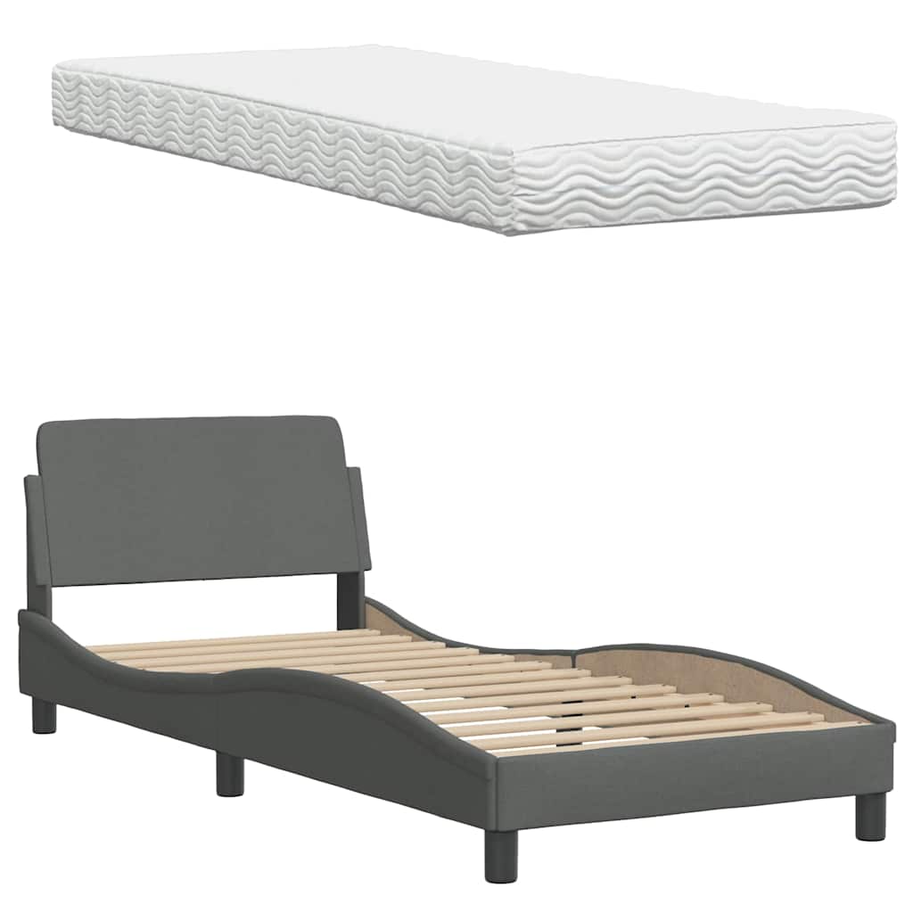 Bed met matras stof donkergrijs 90x200 cm is nu te koop bij PeponiXL, paradijselijk wonen!