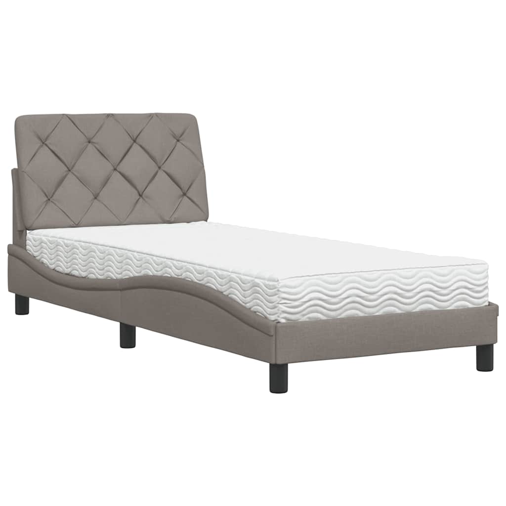 Bed met matras stof taupe 90x200 cm is nu te koop bij PeponiXL, paradijselijk wonen!