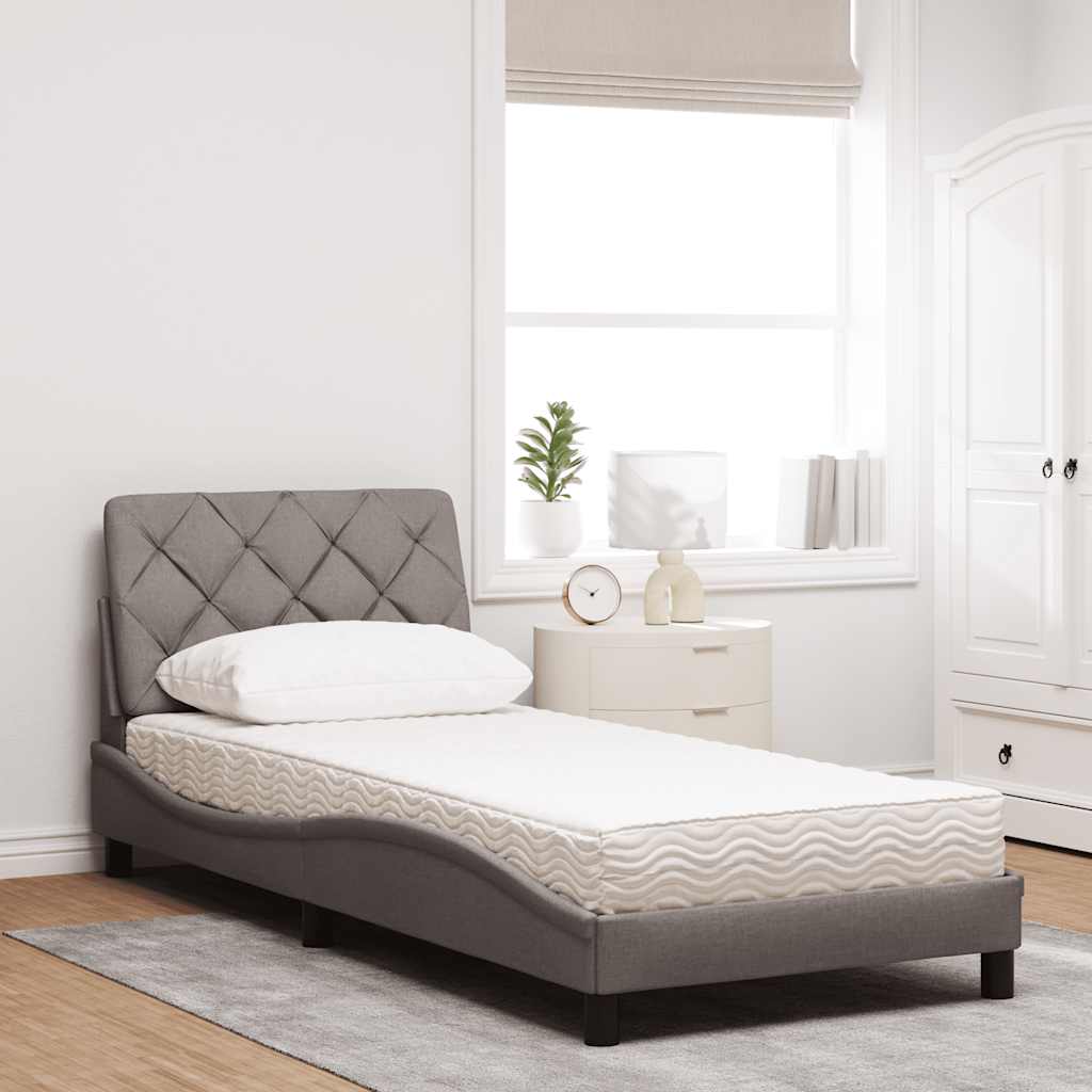 Bed met matras stof taupe 90x200 cm is nu te koop bij PeponiXL, paradijselijk wonen!