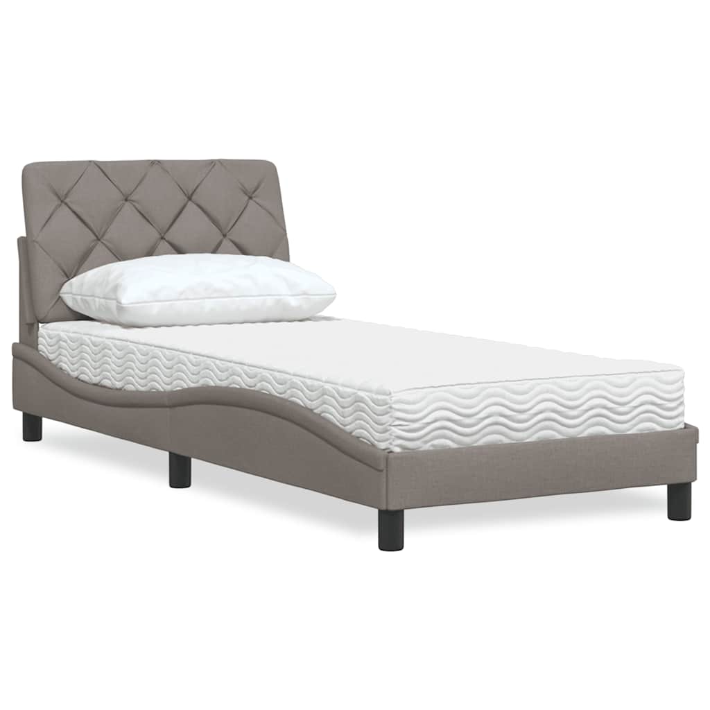 Bed met matras stof taupe 90x200 cm is nu te koop bij PeponiXL, paradijselijk wonen!