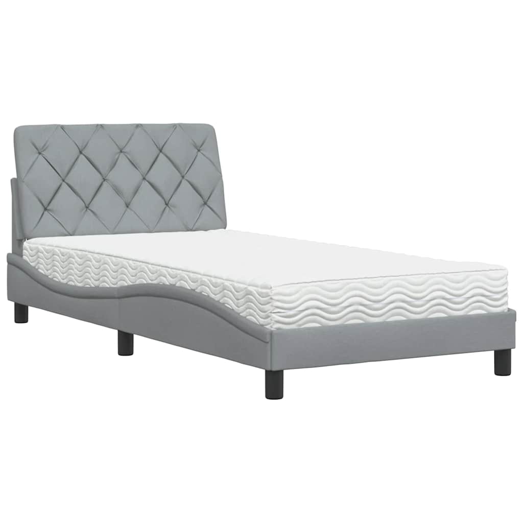 Bed met matras stof lichtgrijs 100x200 cm is nu te koop bij PeponiXL, paradijselijk wonen!