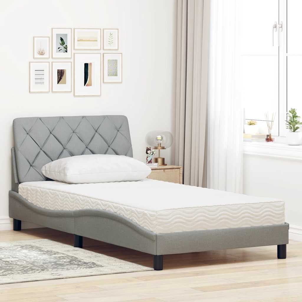Bed met matras stof lichtgrijs 100x200 cm is nu te koop bij PeponiXL, paradijselijk wonen!