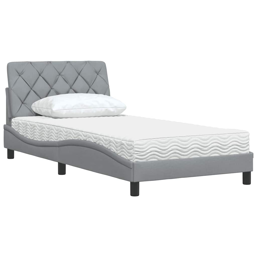 Bed met matras stof lichtgrijs 100x200 cm is nu te koop bij PeponiXL, paradijselijk wonen!