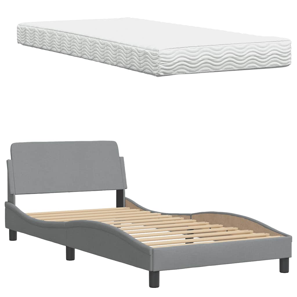 Bed met matras stof lichtgrijs 100x200 cm is nu te koop bij PeponiXL, paradijselijk wonen!