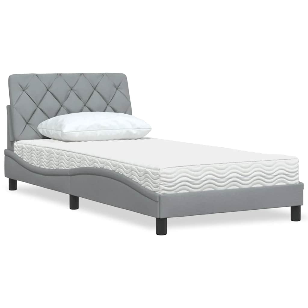 Bed met matras stof lichtgrijs 100x200 cm is nu te koop bij PeponiXL, paradijselijk wonen!
