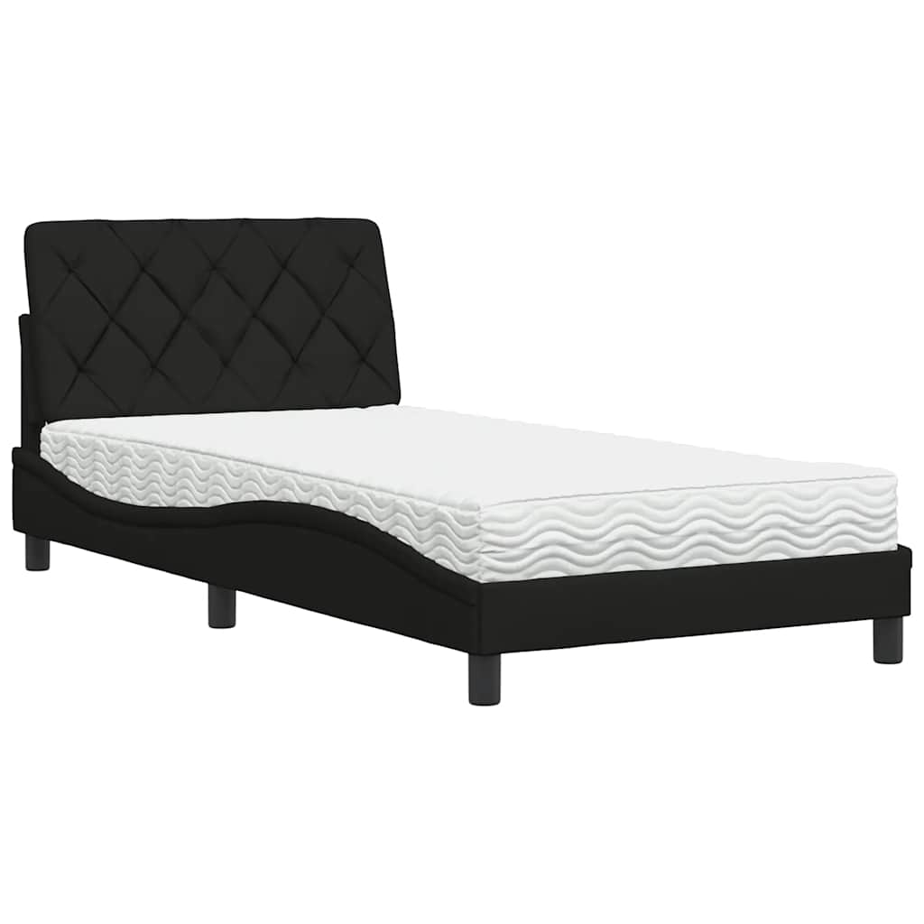 Bed met matras stof zwart 100x200 cm is nu te koop bij PeponiXL, paradijselijk wonen!