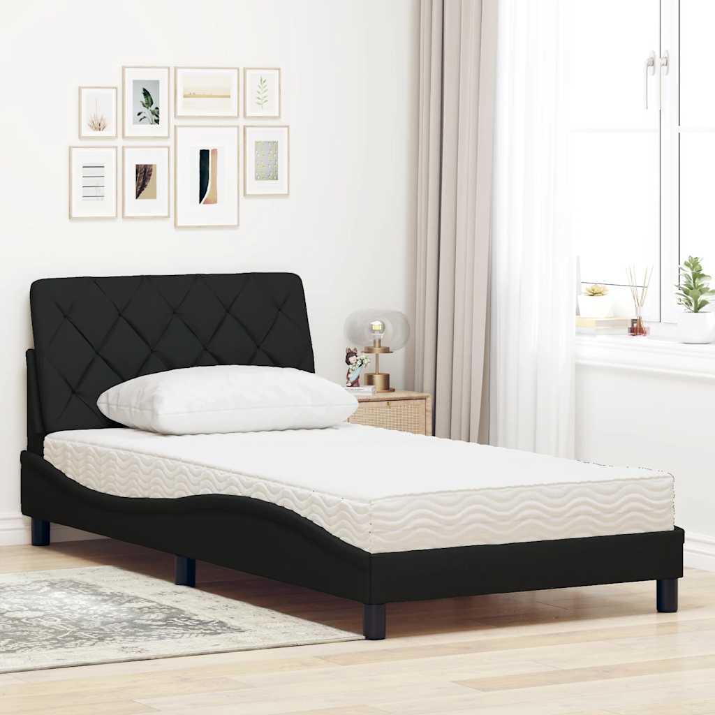 Bed met matras stof zwart 100x200 cm is nu te koop bij PeponiXL, paradijselijk wonen!