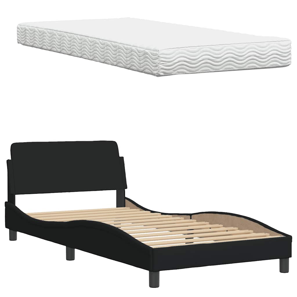 Bed met matras stof zwart 100x200 cm is nu te koop bij PeponiXL, paradijselijk wonen!