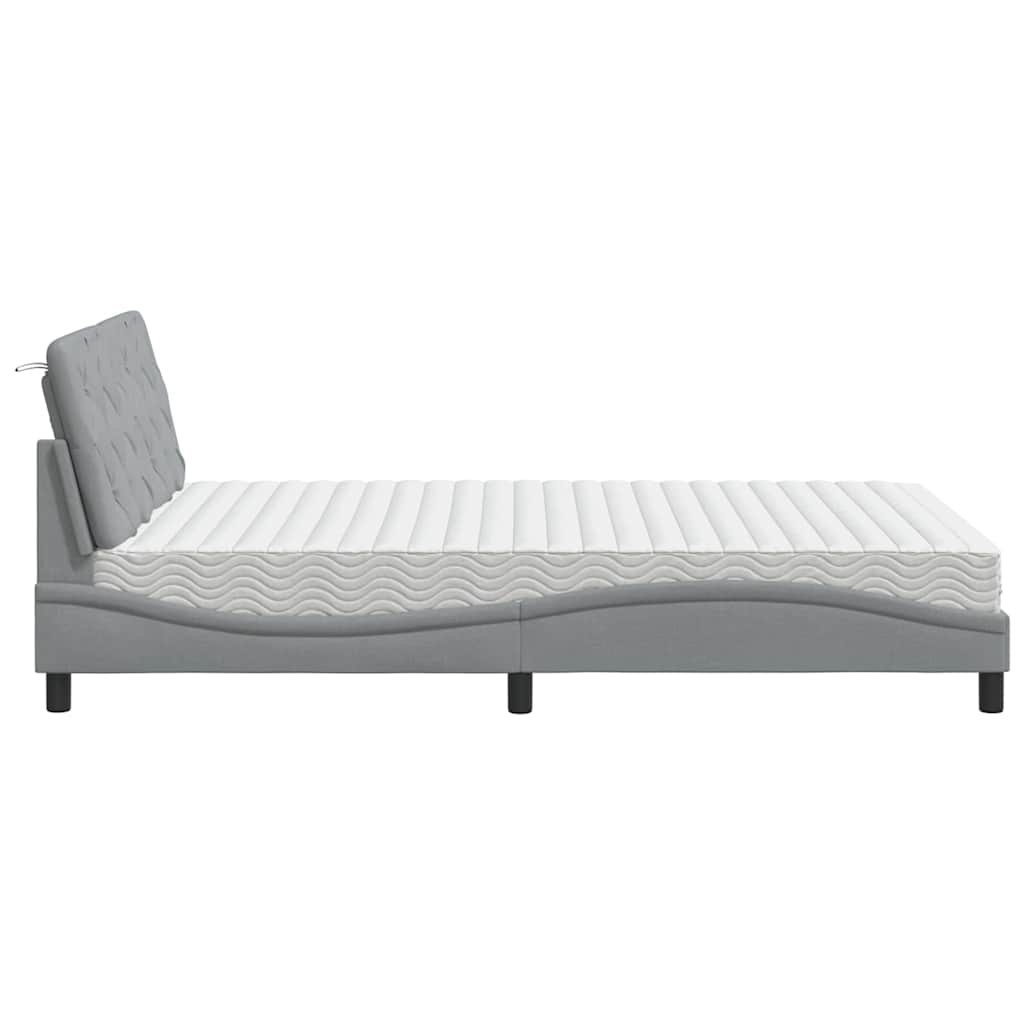 Bed met matras stof lichtgrijs 140x190 cm is nu te koop bij PeponiXL, paradijselijk wonen!