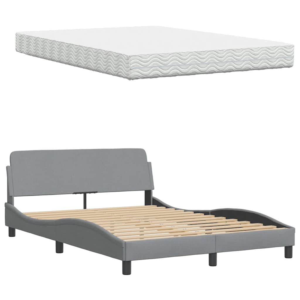 Bed met matras stof lichtgrijs 140x190 cm is nu te koop bij PeponiXL, paradijselijk wonen!