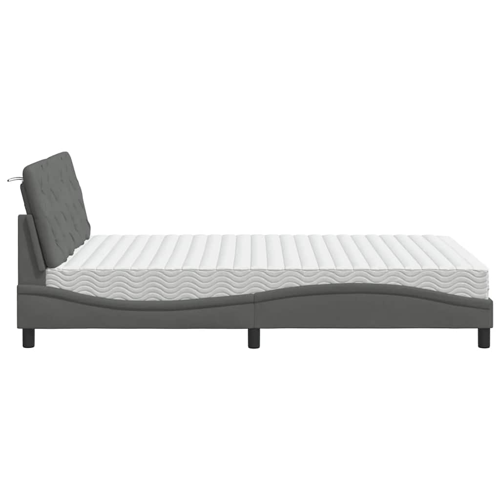 Bed met matras stof donkergrijs 140x190 cm is nu te koop bij PeponiXL, paradijselijk wonen!
