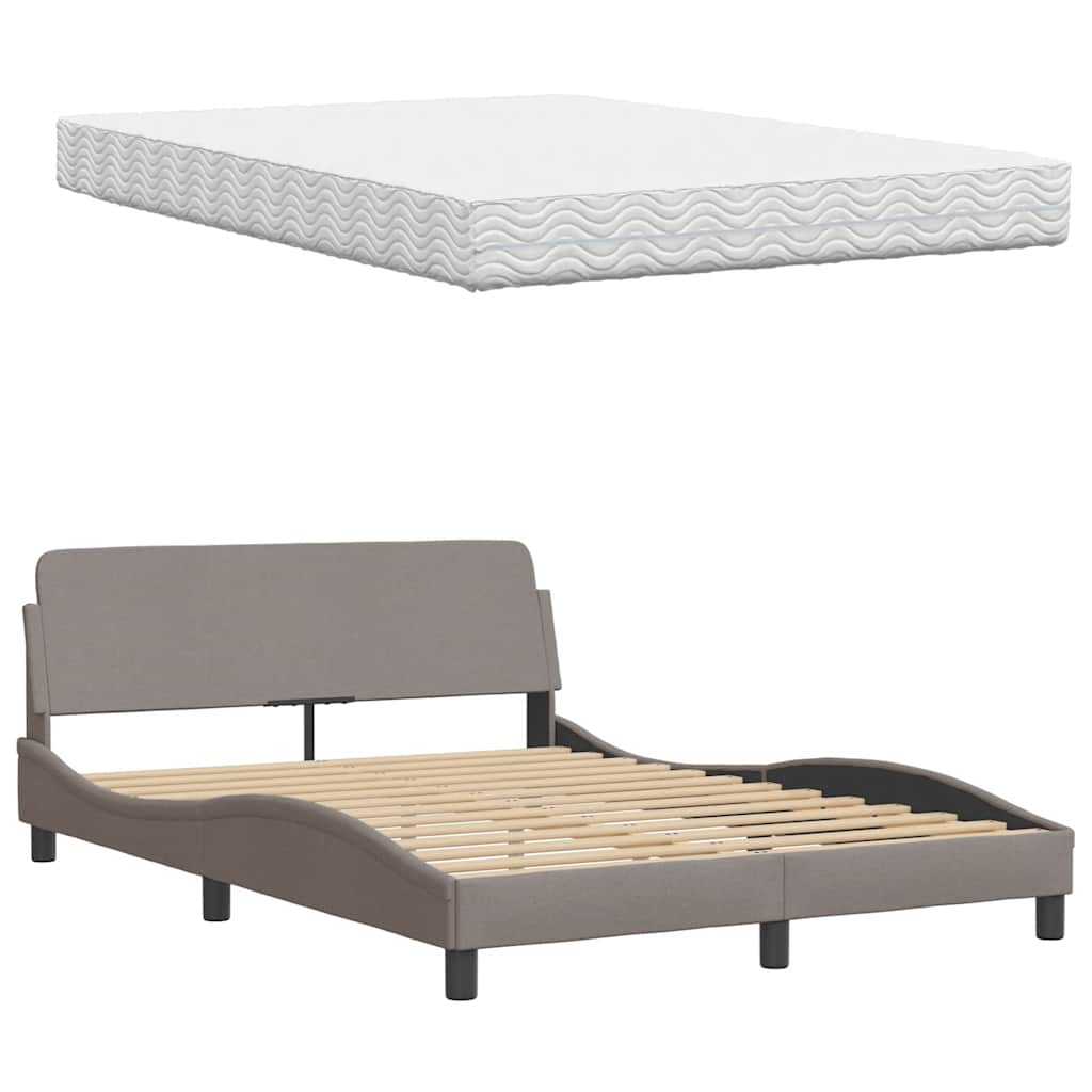 Bed met matras stof taupe 140x190 cm is nu te koop bij PeponiXL, paradijselijk wonen!
