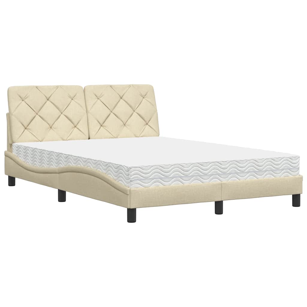 Bed met matras stof crèmekleurig 140x190 cm is nu te koop bij PeponiXL, paradijselijk wonen!